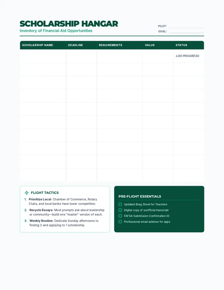Scholarship Hangar Tracker