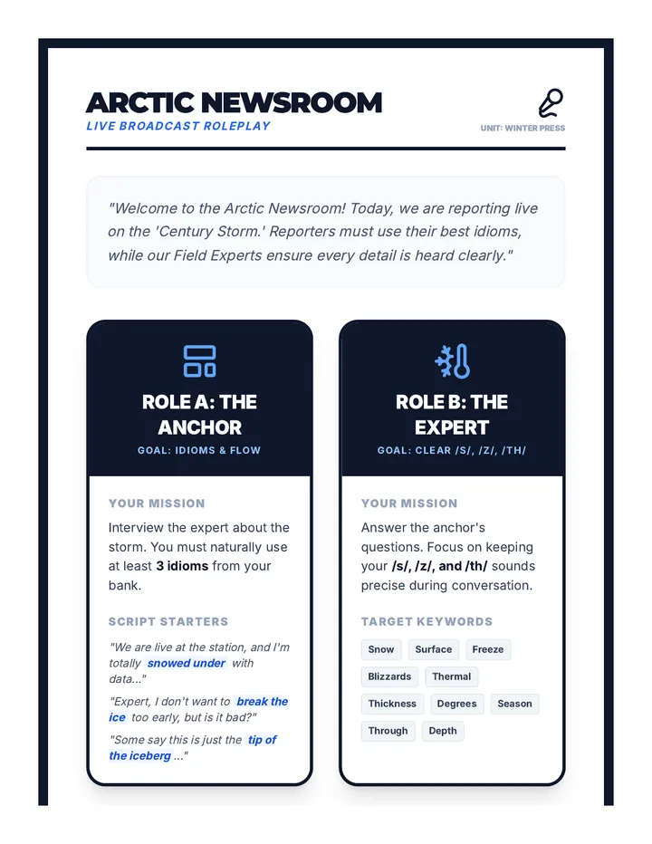 Arctic Newsroom Roleplay Cards