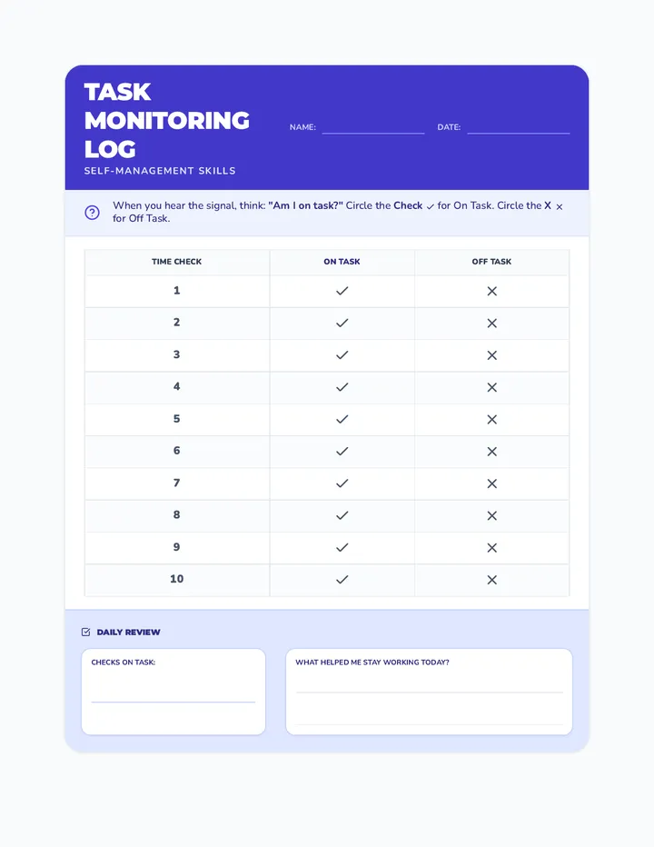 Task Monitoring Log