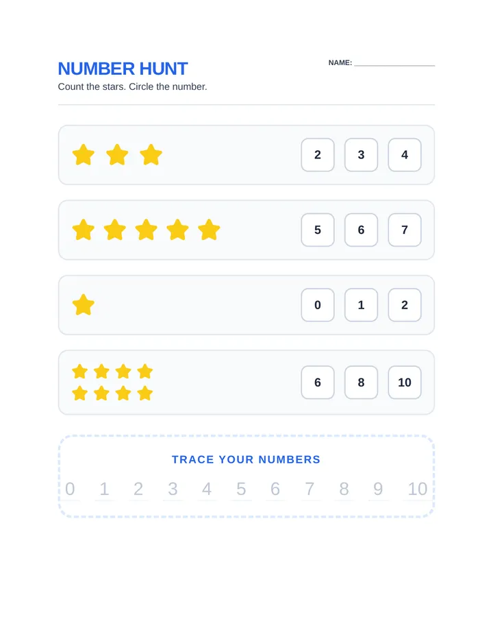 Number Hunt Worksheet