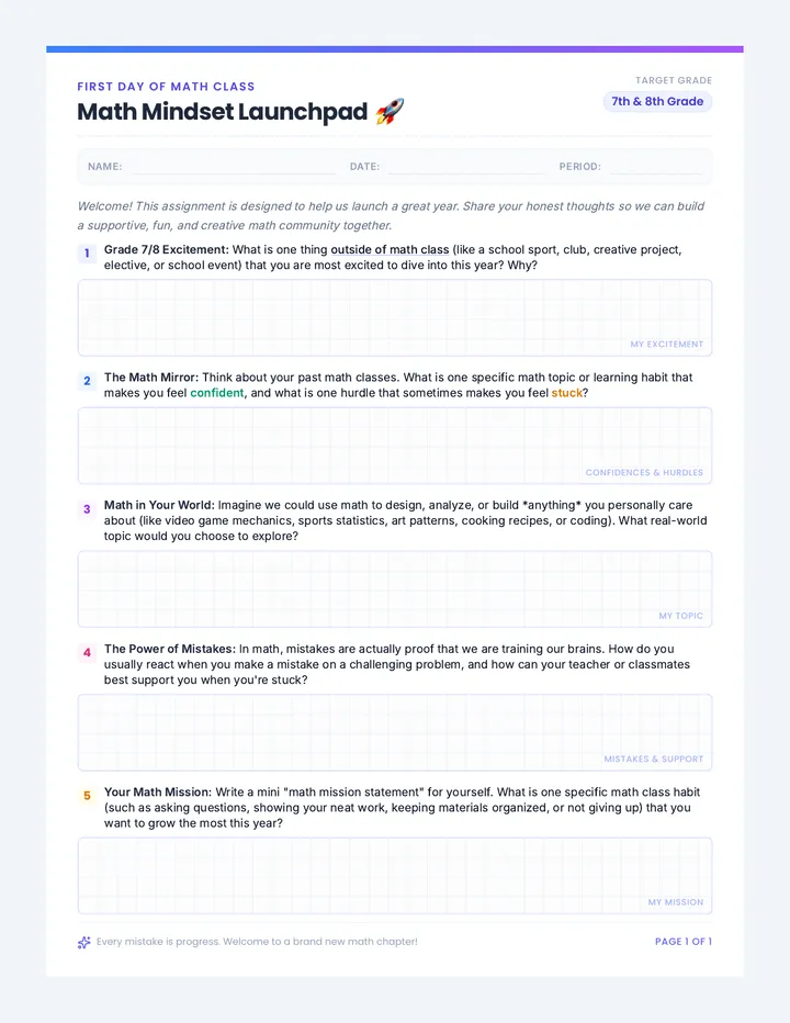 Math Mindset Launchpad Homework
