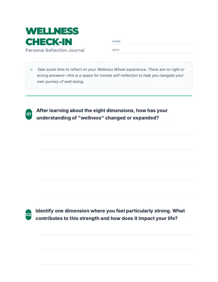 Wellness Check In Journal