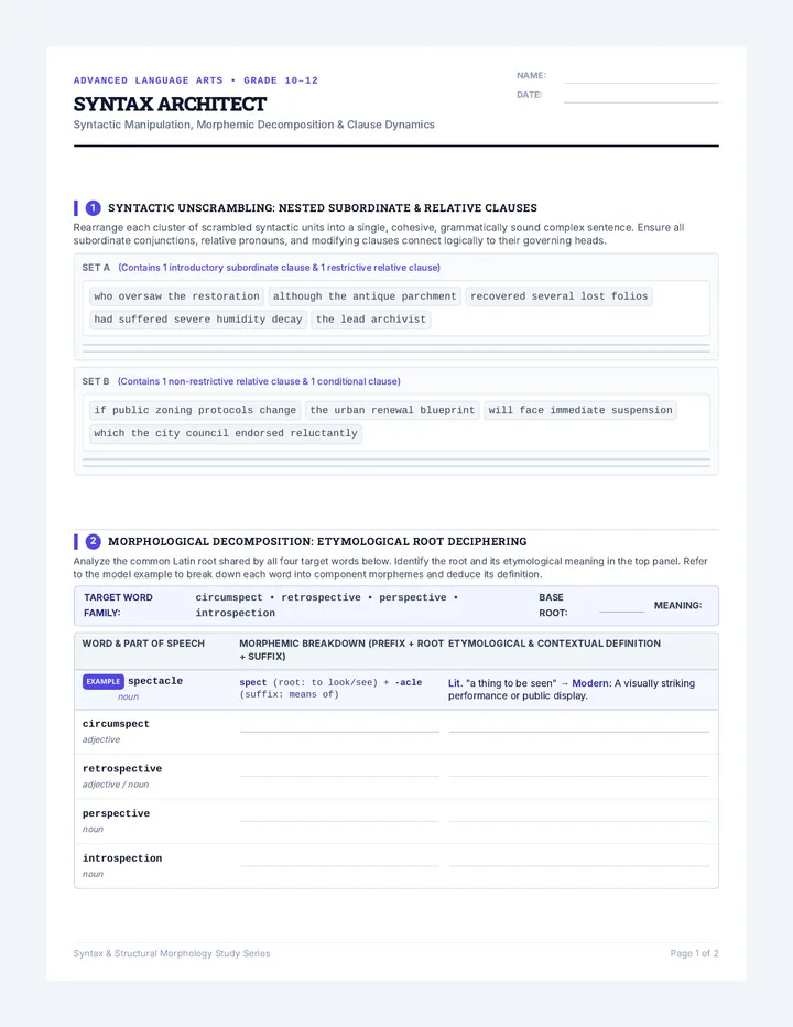 Syntax Architect Worksheet