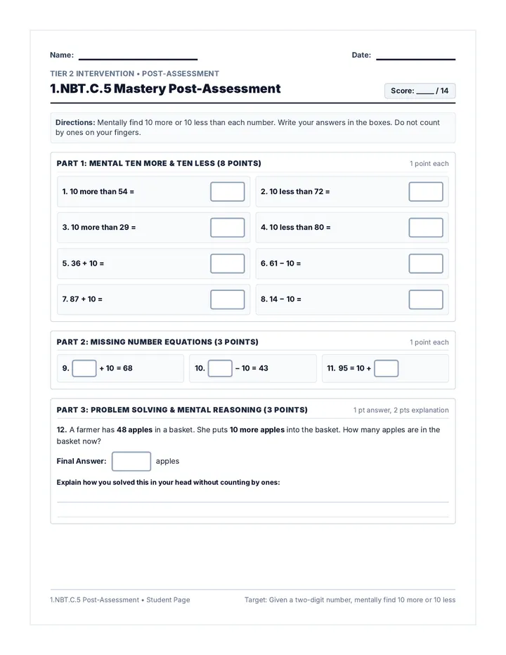 Ten Mastery Post Assessment