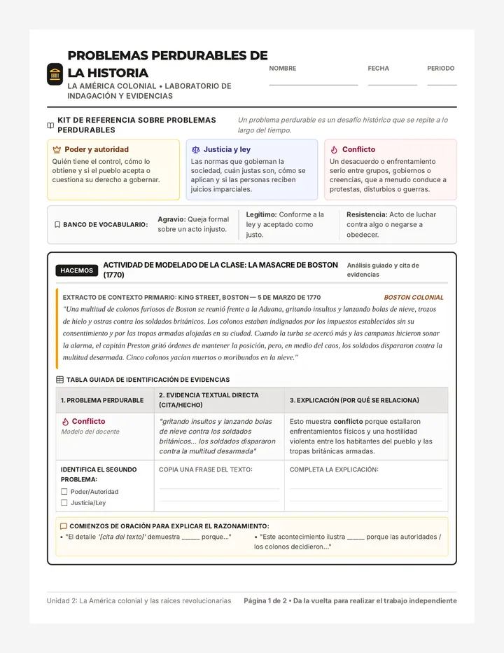 Enduring Issues Colonial Worksheet