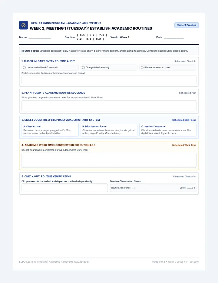 Week Two Student Worksheets