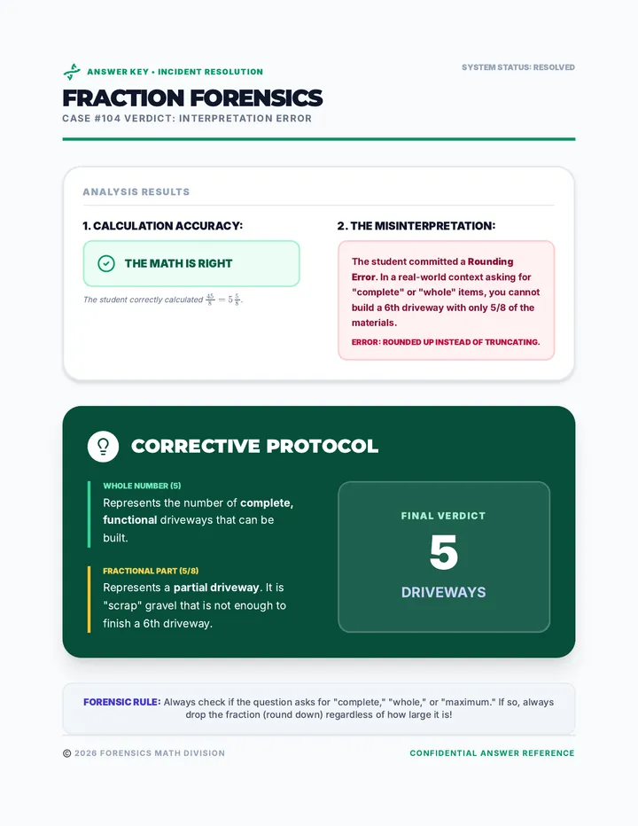 Fraction Forensics Answer Key