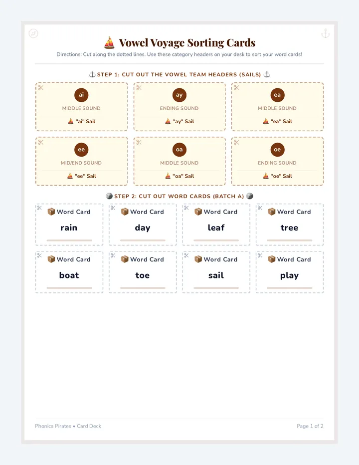 Vowel Voyage Sorting Cards