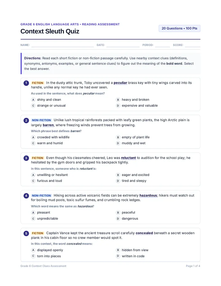 Context Sleuth Quiz