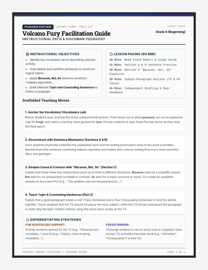 Volcano Fury Teacher Guide