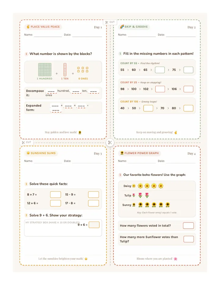 Groovy Math Exit Tickets