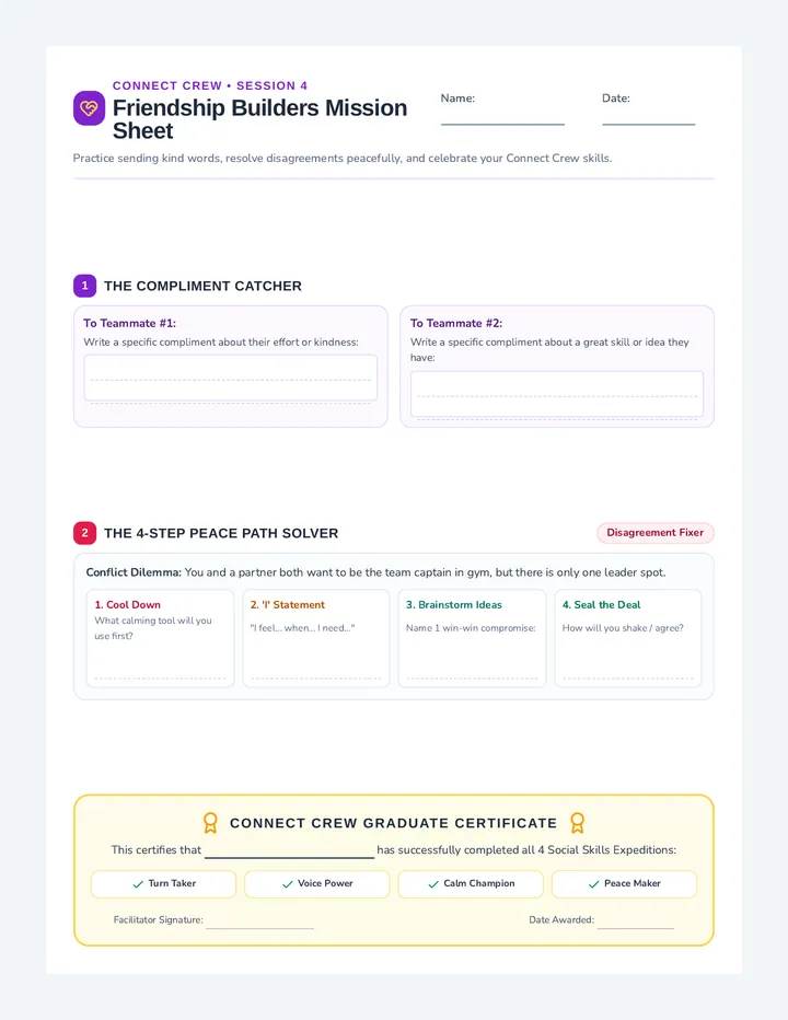 Friendship Builders Activity Sheet