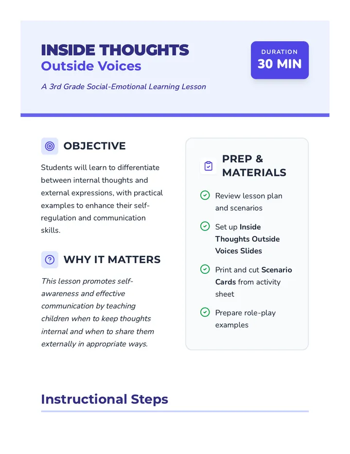 Inside Thoughts Teacher Guide