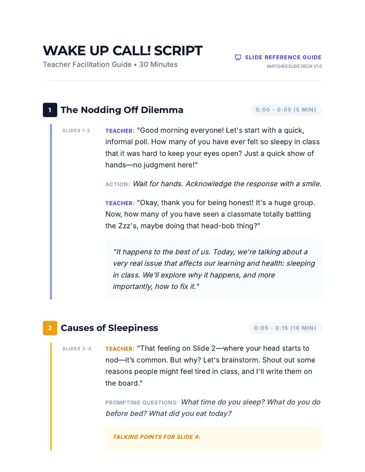 Wake Up Call Script