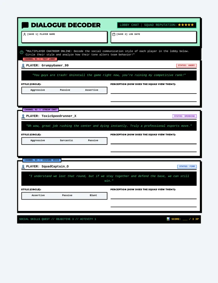 Dialogue Decoder Worksheet Extra Polish