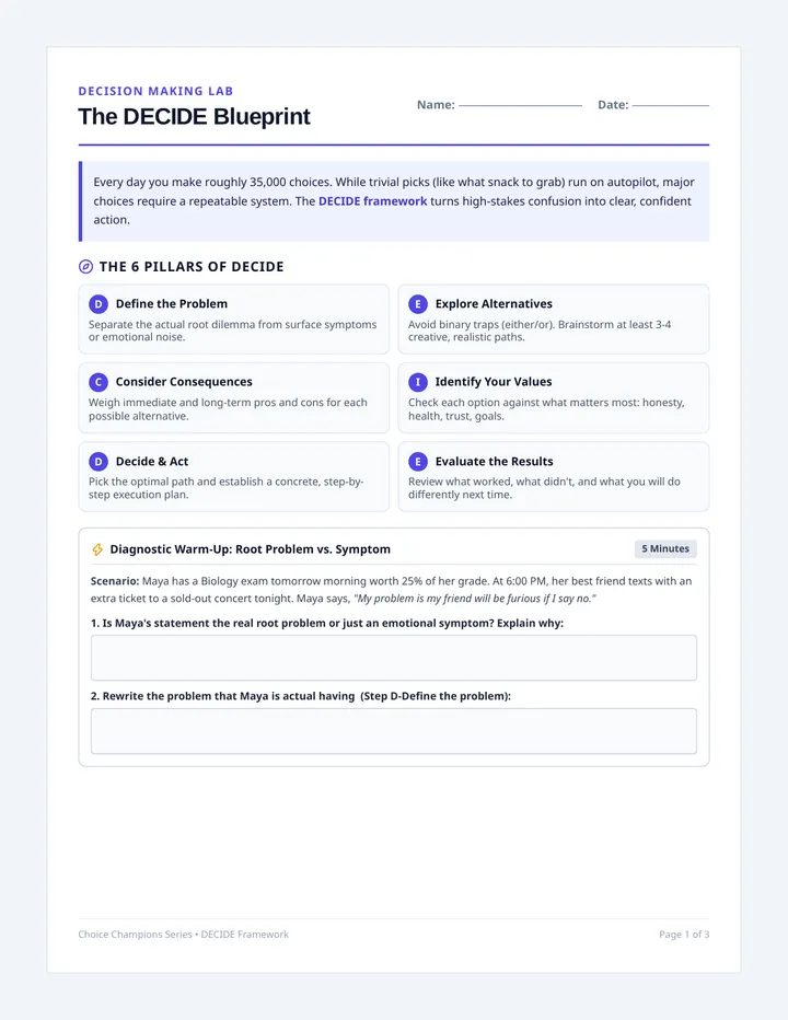 DECIDE Dilemmas Student Packet