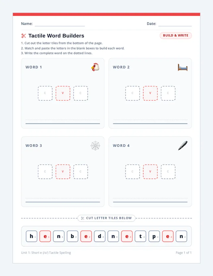 Word Builder Tiles Activity