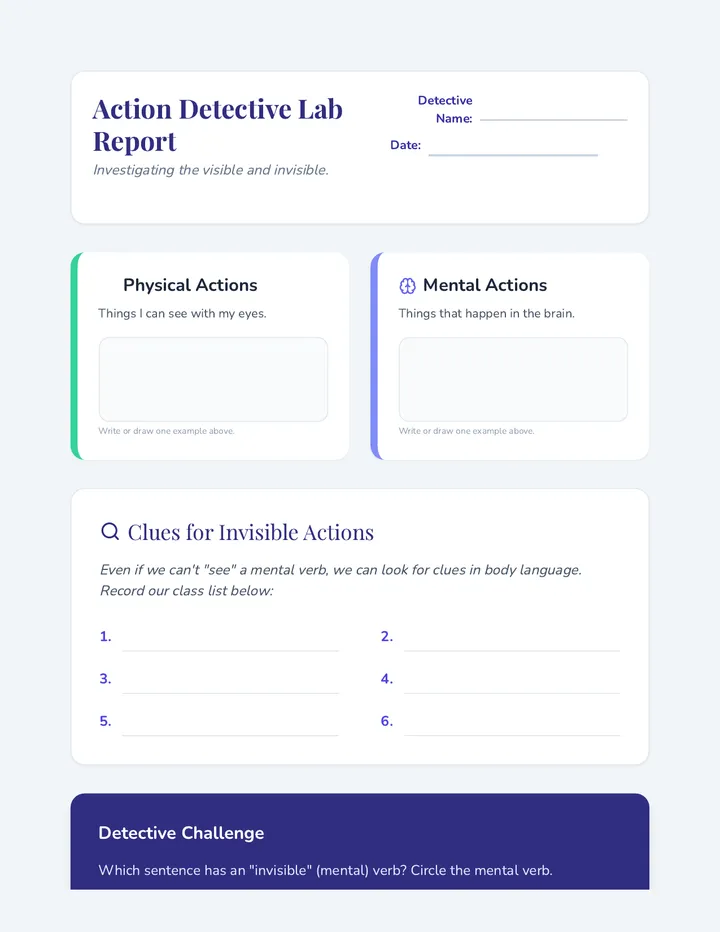 Action Detective Lab Report Worksheet