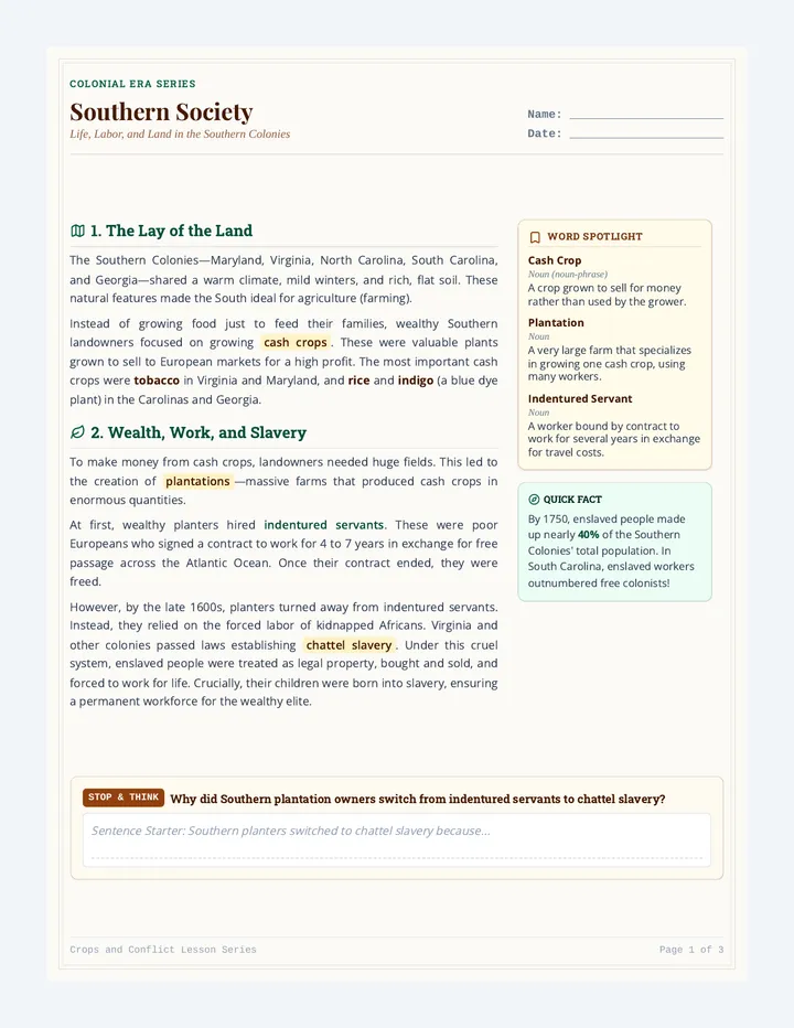 Southern Soils Reading Passage