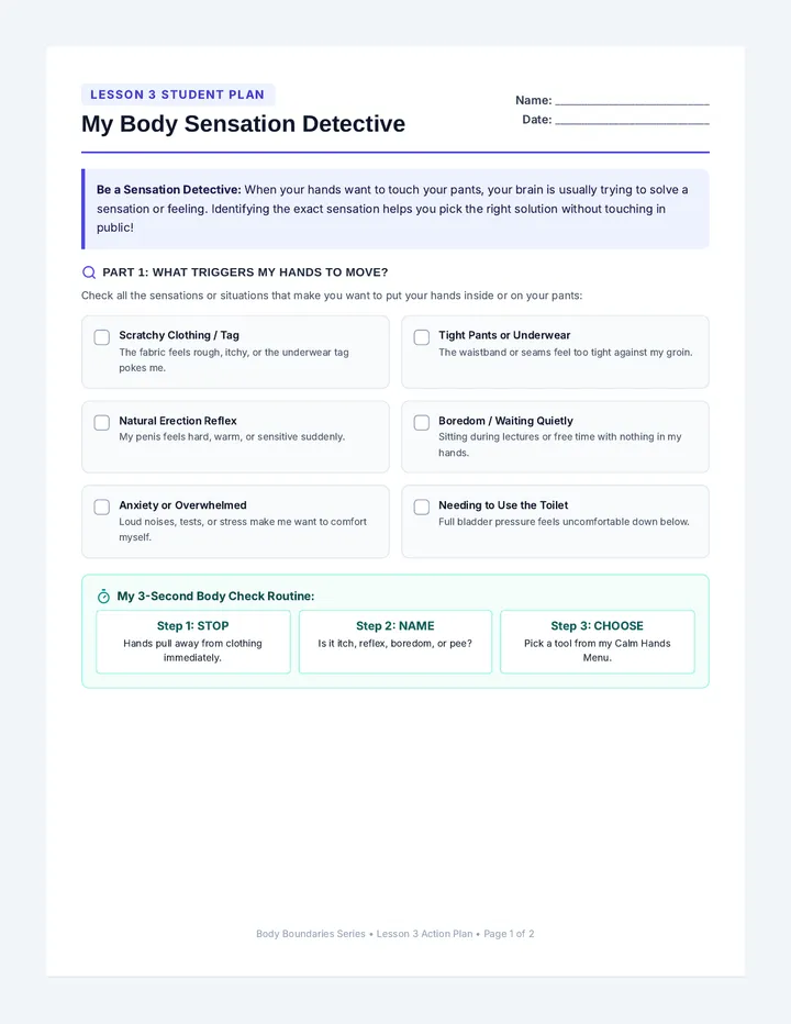 Calm Hands Action Plan