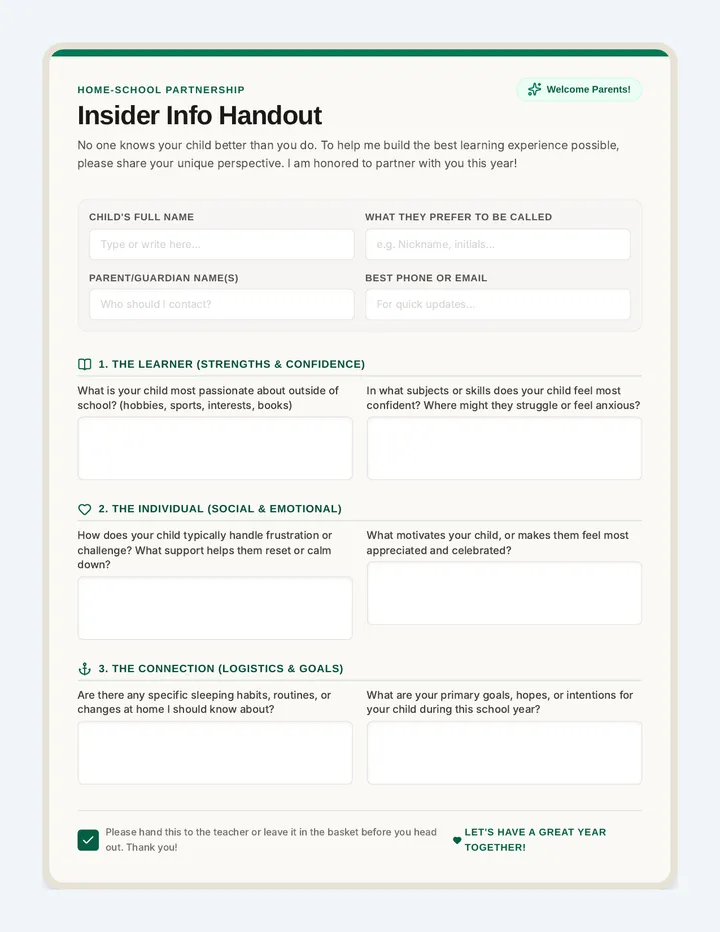Insider Info Handout