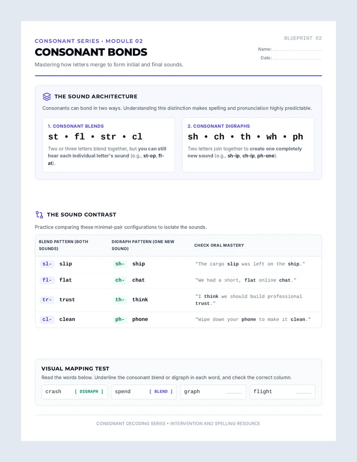Consonant Bonds Worksheets