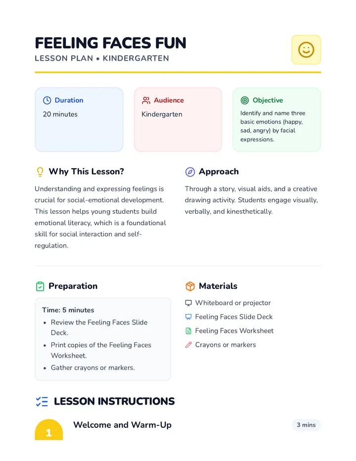 Feeling Faces Lesson Plan
