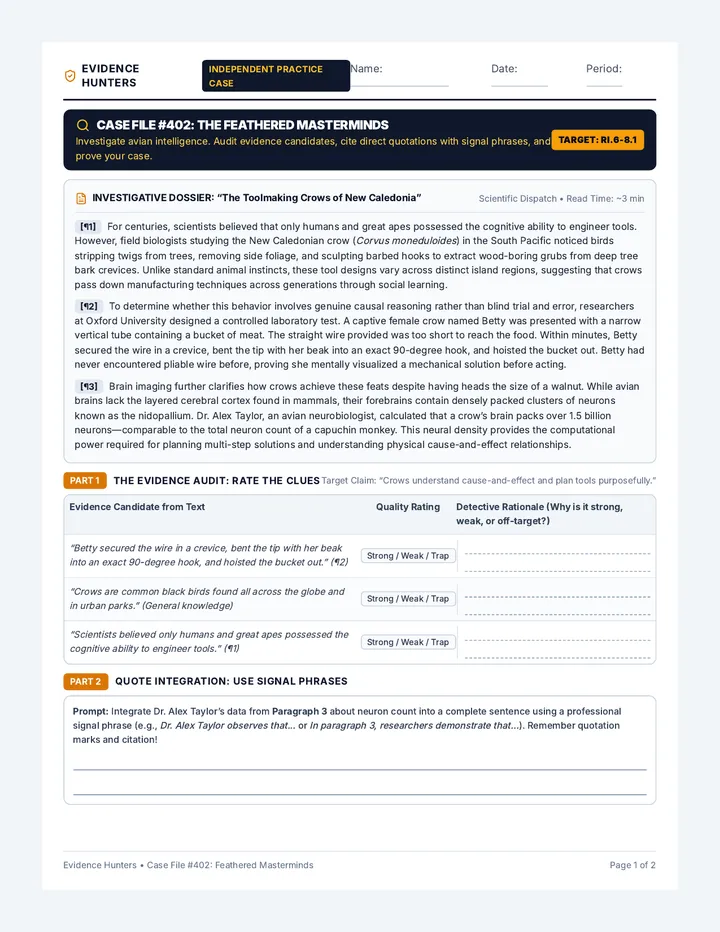 Cold Case Practice Worksheet