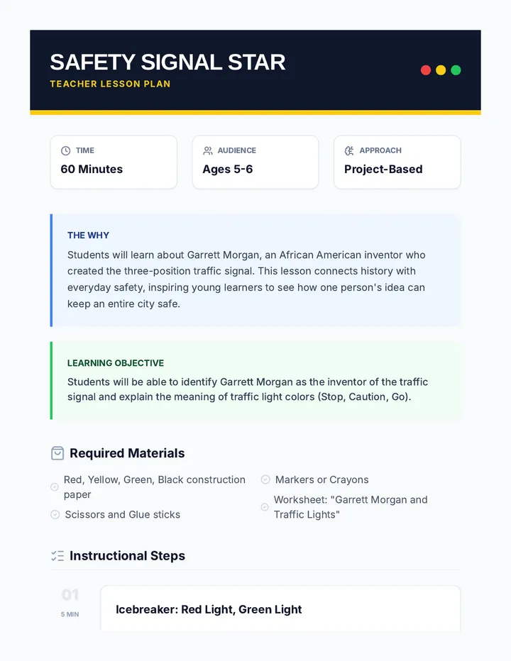 Safety Signal Star Lesson Plan