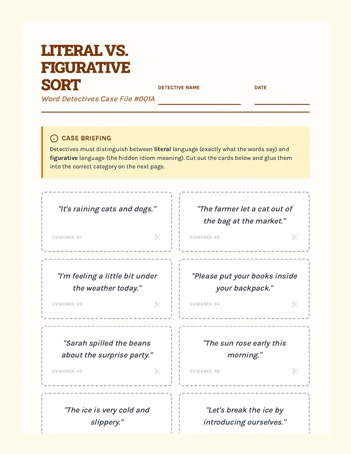 Literal vs Figurative Sort Activity