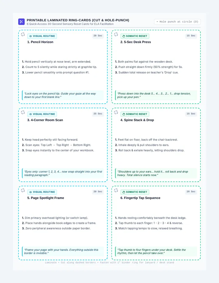 Sensory Reset Cue Cards