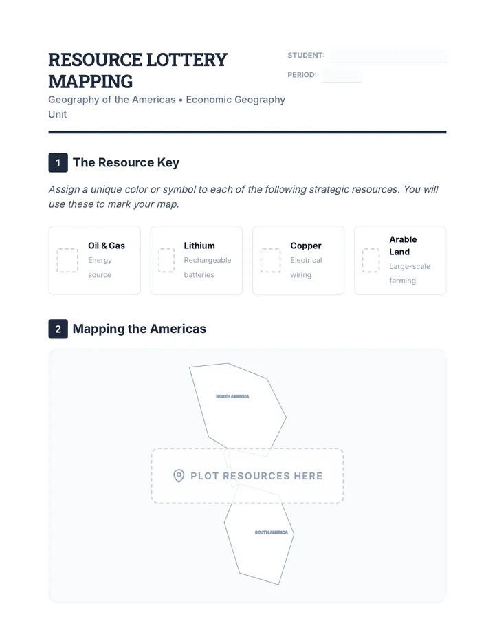 Mapping the Lottery Worksheet