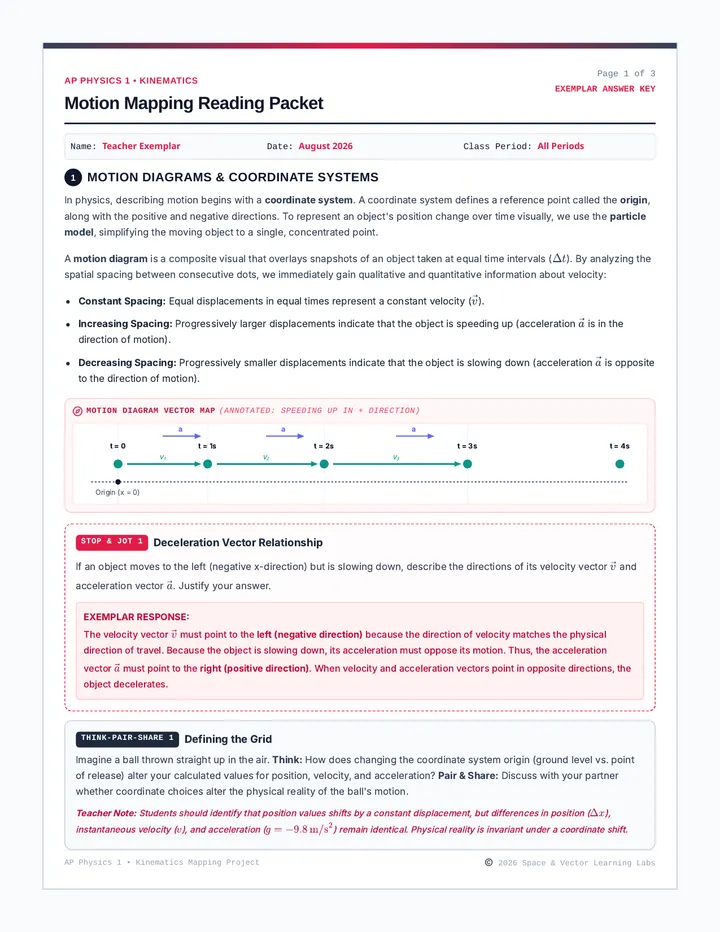 Motion Mapping Answer Key