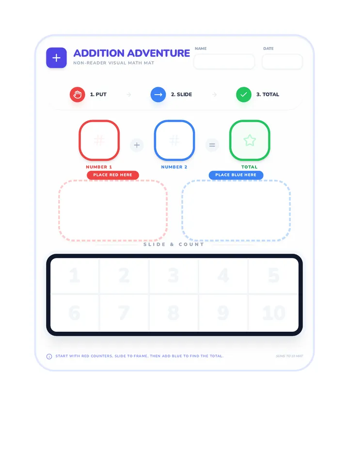 Addition Adventure Printable Mat