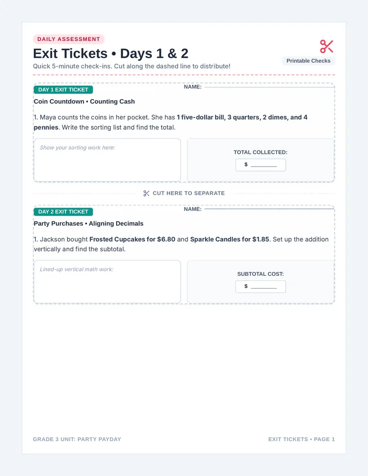 Exit Tickets and Rubric