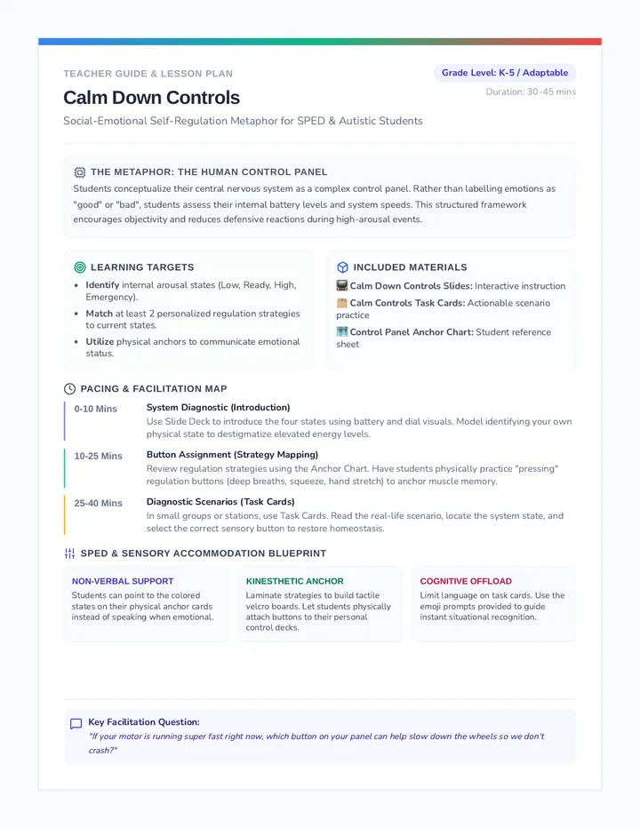 Calm Controls Teacher Guide