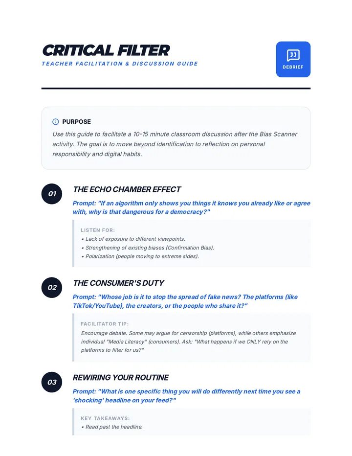 Critical Filter Discussion Guide