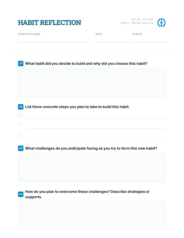 Habit Reflection Worksheet