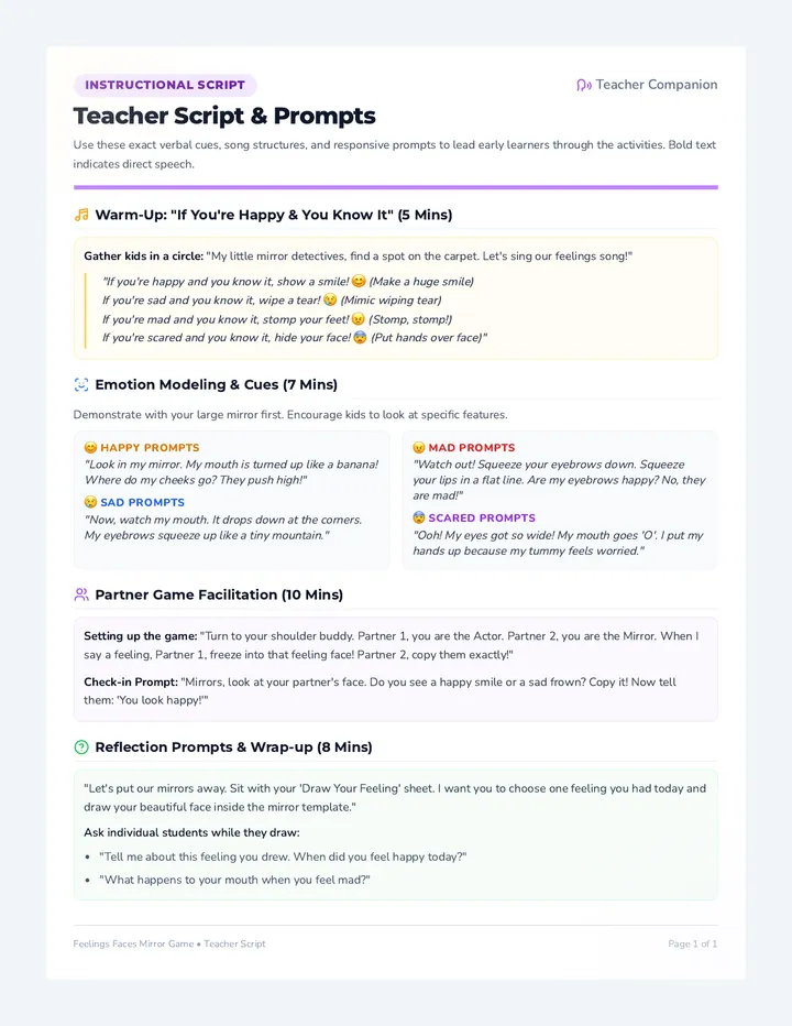 Teacher Script with Prompts