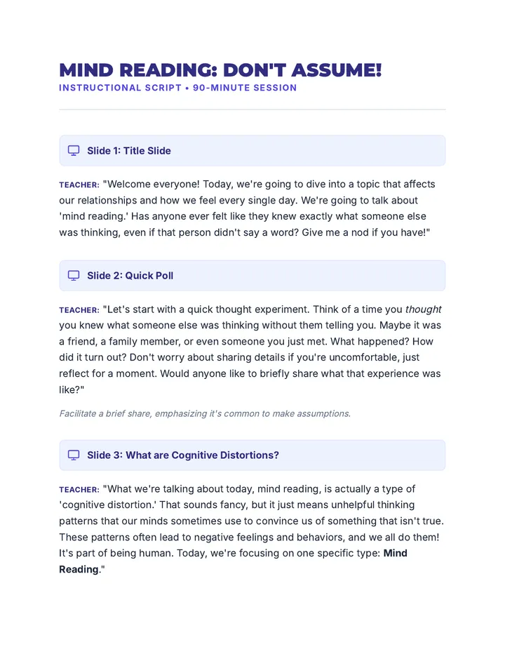 Mind Reading Script