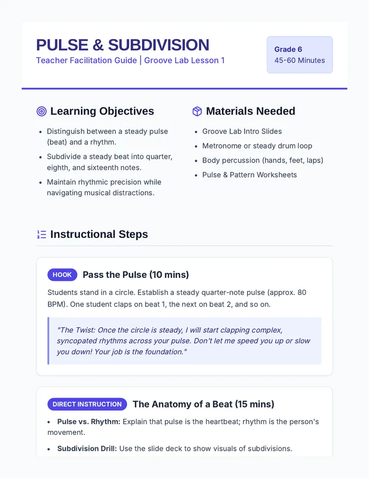 Pulse Subdivision Teacher Guide