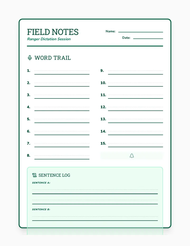 Field Notes Writing Activity