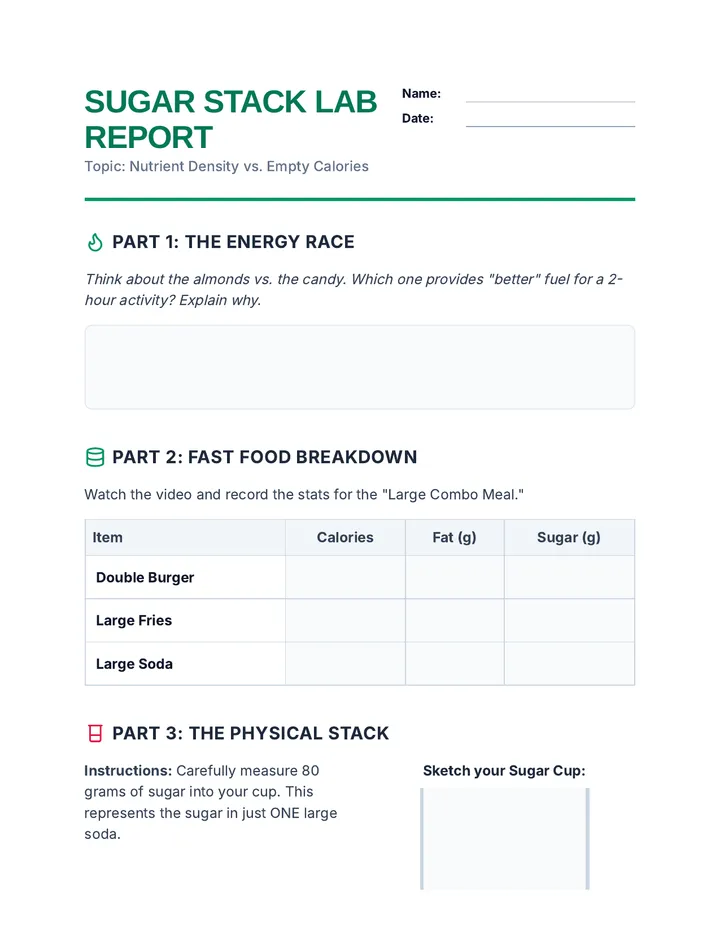 Sugar Stack Lab Sheet
