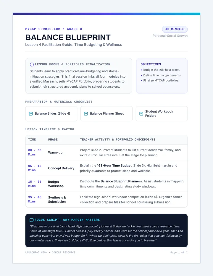 Balance Blueprint Teacher Guide