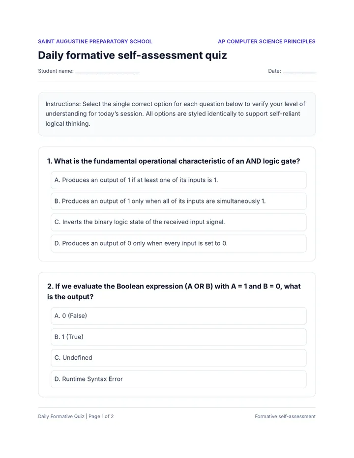 Daily Self Assessment Quiz
