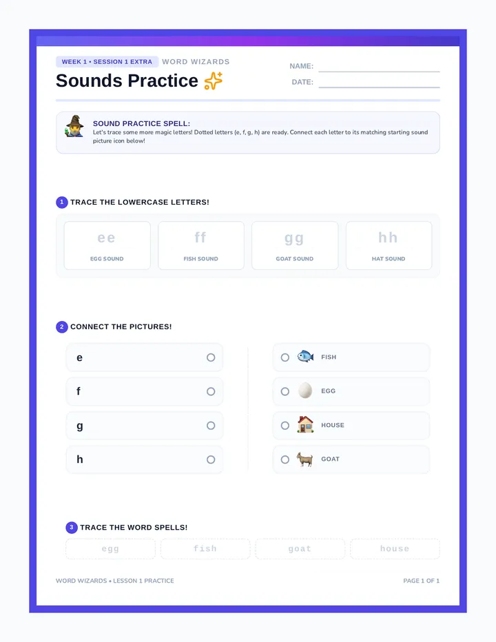 Beginning Sounds Practice Sheet