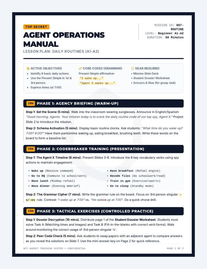 Agent Routine Lesson Plan page 1