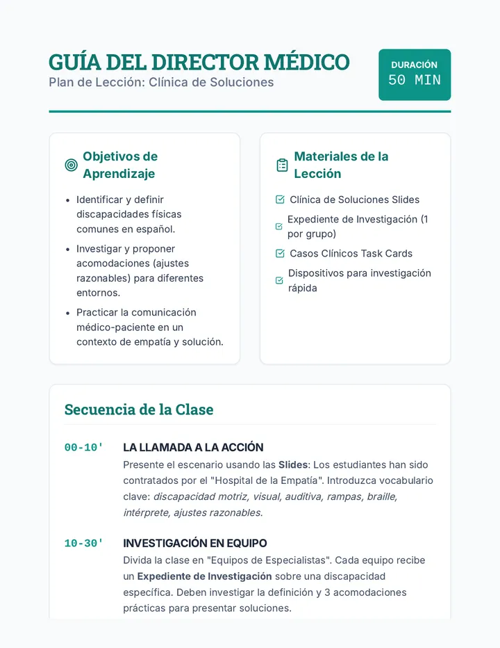 Guía del Director Médico Teacher Guide