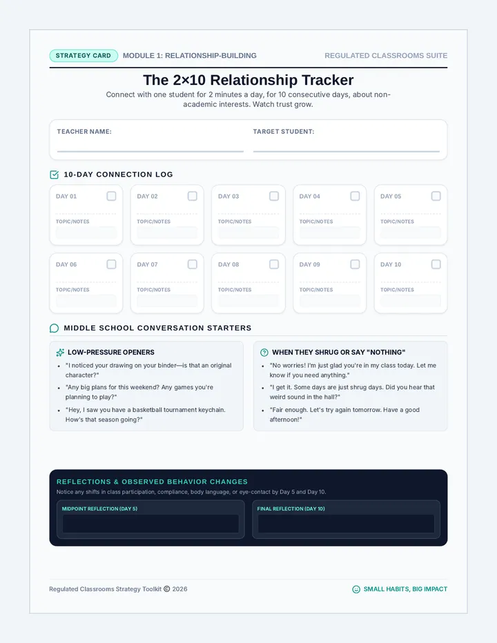 Two Minute Connection Strategy Card