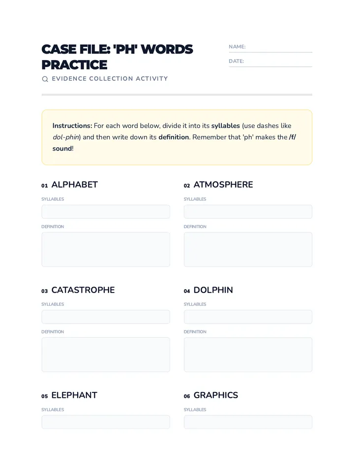Phonics Practice Worksheet